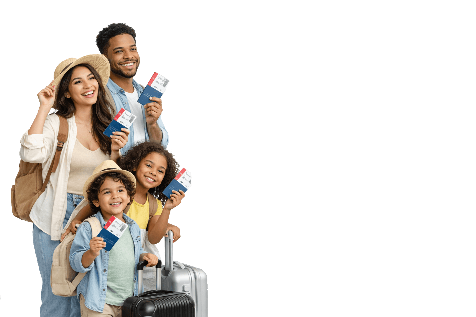 Famille en vacances pour illustrer un parcours voyage multi-profils